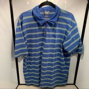 Twenty X Polo Shirt Men Size Large Blue Striped Short Sleeve